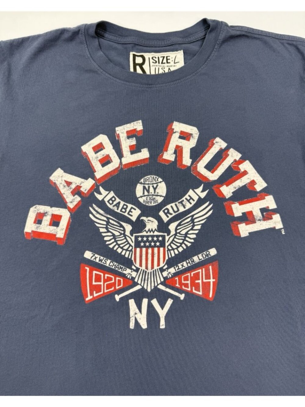 Roots Of Fight Babe Ruth T-Shirt 1920-1934 NY Bronx Bombers Baseball Sz Large